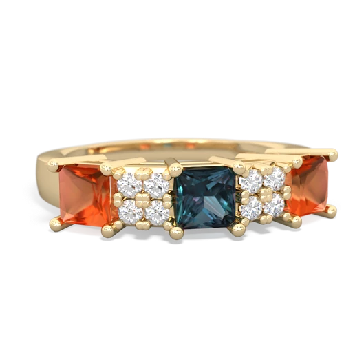 alexandrite-fire opal timeless ring