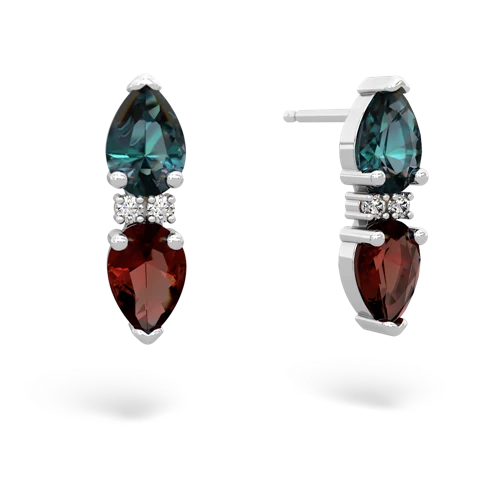 alexandrite-garnet bowtie earrings