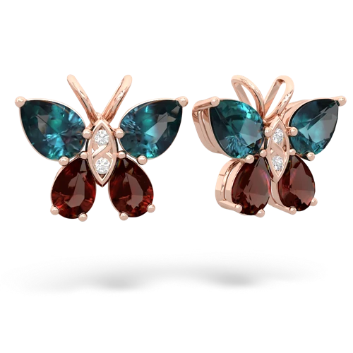 alexandrite-garnet butterfly earrings