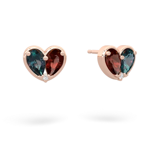alexandrite-garnet one heart earrings