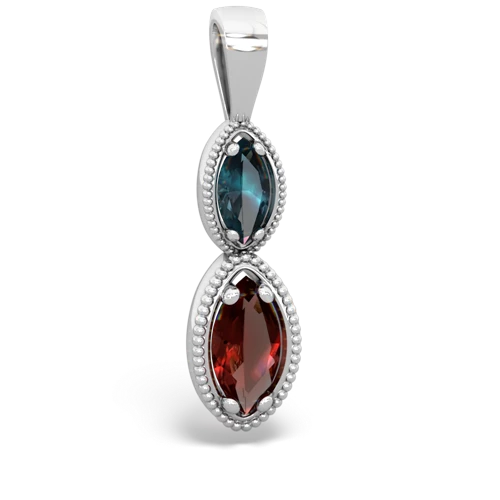 alexandrite-garnet antique milgrain pendant