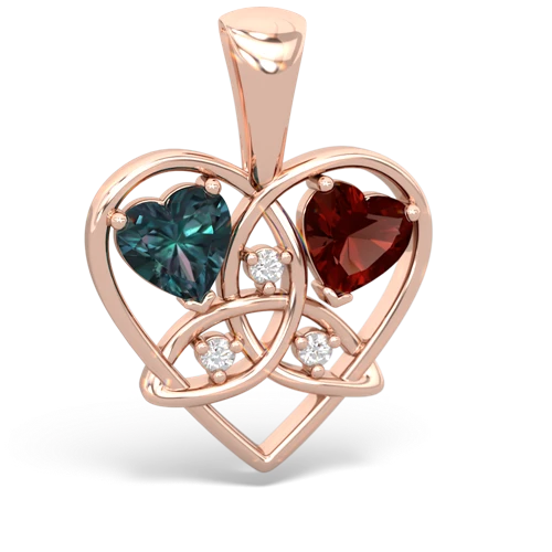 alexandrite-garnet celtic heart pendant