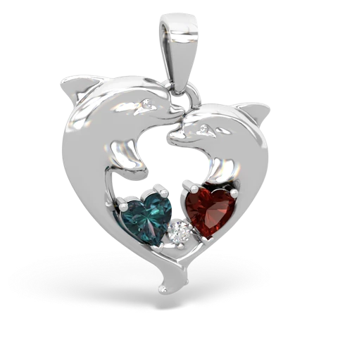 alexandrite-garnet dolphins pendant