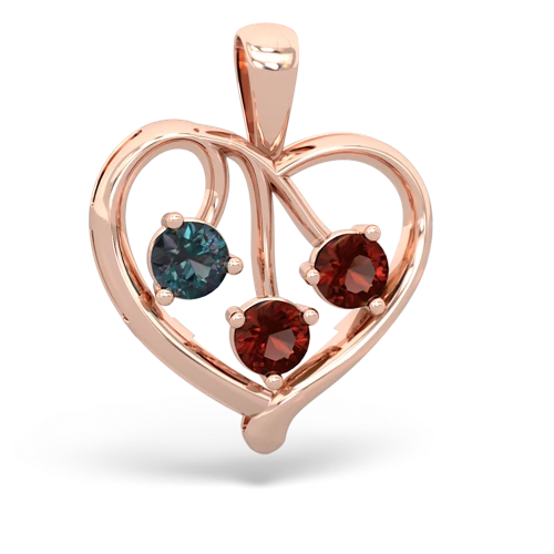 alexandrite-garnet love heart pendant