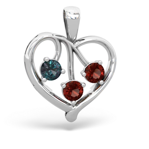 Lab Alexandrite Lab Created Alexandrite with Genuine Garnet and Genuine White Topaz Glowing Heart pendant Pendant
