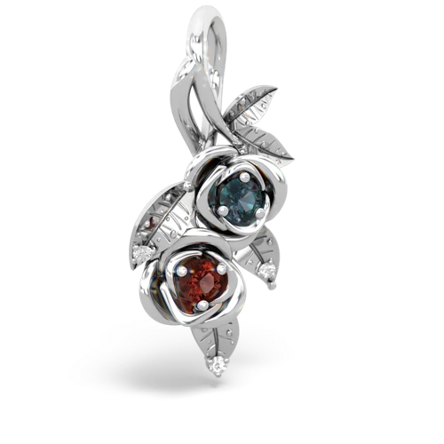 alexandrite-garnet rose vine pendant