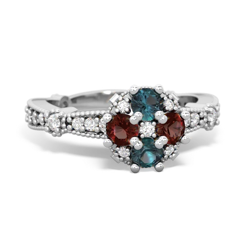 alexandrite-garnet art deco engagement ring