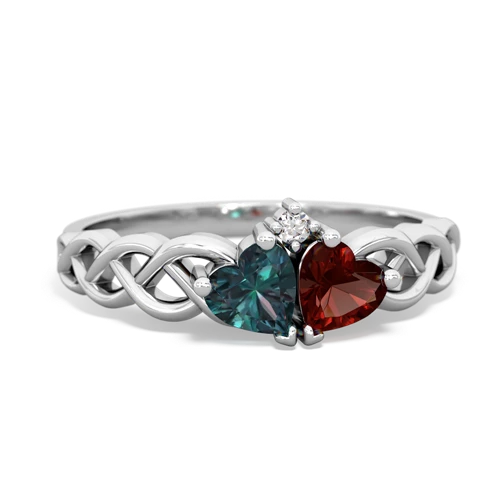 alexandrite-garnet celtic braid ring