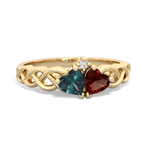 alexandrite-garnet celtic braid ring