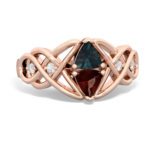 alexandrite-garnet celtic knot ring