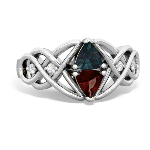 alexandrite-garnet celtic knot ring