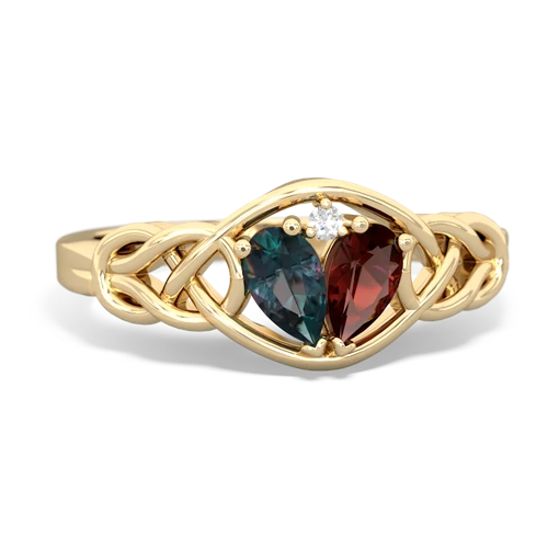 alexandrite-garnet celtic knot ring