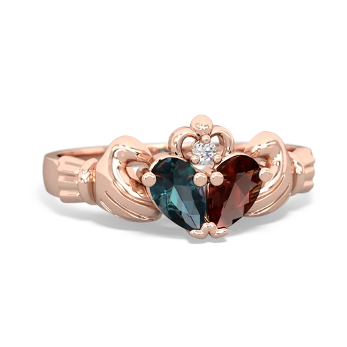 alexandrite-garnet claddagh ring