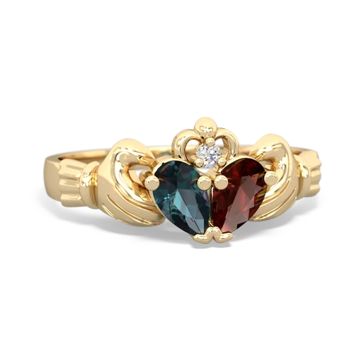 alexandrite-garnet claddagh ring