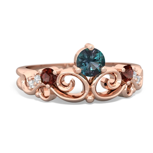 Lab Created Alexandrite with Genuine Garnet and Genuine Swiss Blue Topaz Crown Keepsake ring