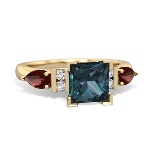 Lab Created Alexandrite with Genuine Garnet and Genuine Swiss Blue Topaz Engagement ring