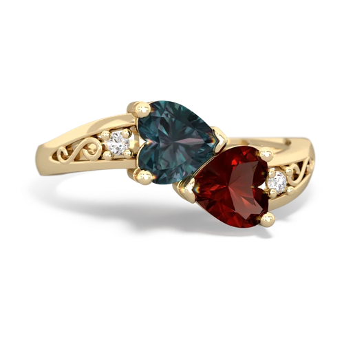 alexandrite-garnet filligree ring