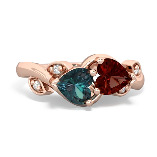 alexandrite-garnet floral keepsake ring