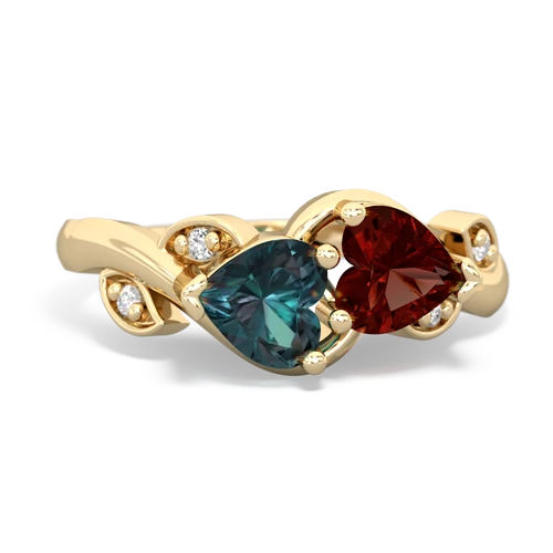 alexandrite-garnet floral keepsake ring