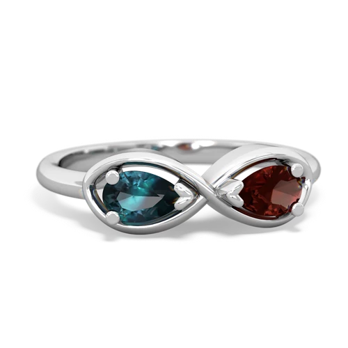 alexandrite-garnet infinity ring