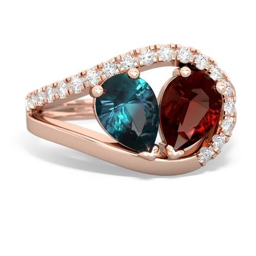 alexandrite-garnet pave heart ring