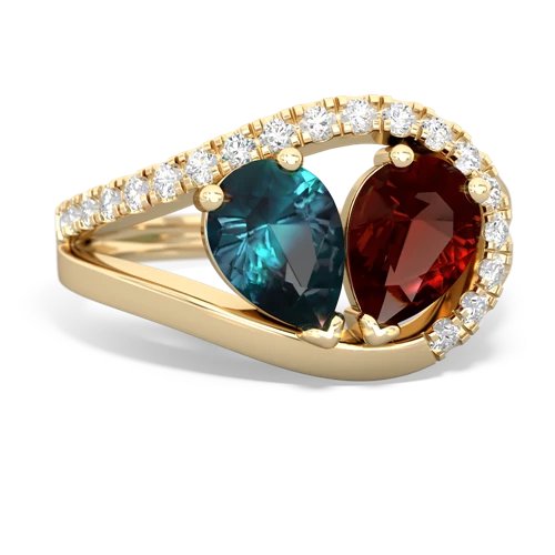 alexandrite-garnet pave heart ring