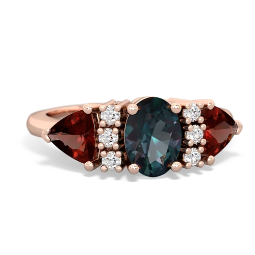 Lab Alexandrite Lab Created Alexandrite with Genuine Garnet and Genuine Pink Tourmaline Antique Style Three Stone ring Ring