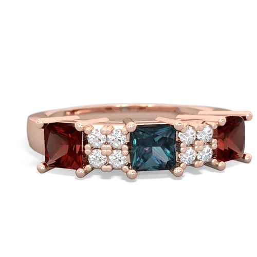 Lab Alexandrite Lab Created Alexandrite with Genuine Garnet and Genuine Pink Tourmaline Three Stone ring Ring