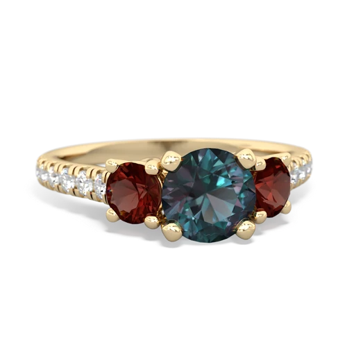 alexandrite-garnet trellis pave ring