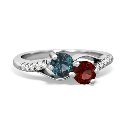 alexandrite-garnet two stone infinity ring