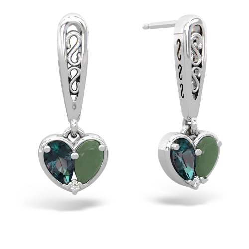 alexandrite-jade filligree earrings