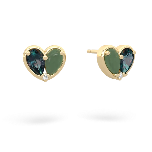 alexandrite-jade one heart earrings