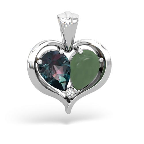 alexandrite-jade half heart whole pendant