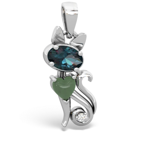 alexandrite-jade kitten pendant