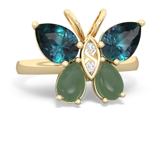 alexandrite-jade butterfly ring