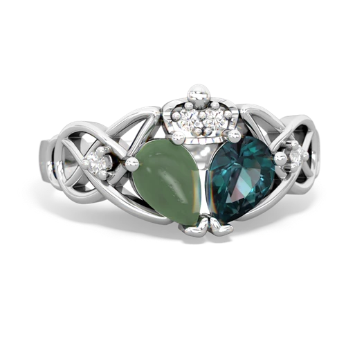 alexandrite-jade claddagh ring