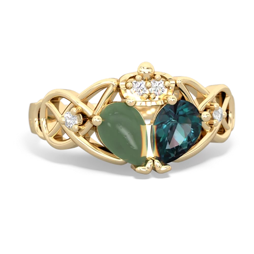 alexandrite-jade claddagh ring
