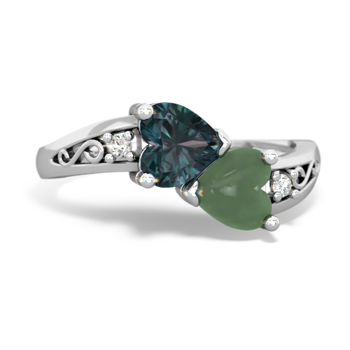 alexandrite-jade filligree ring