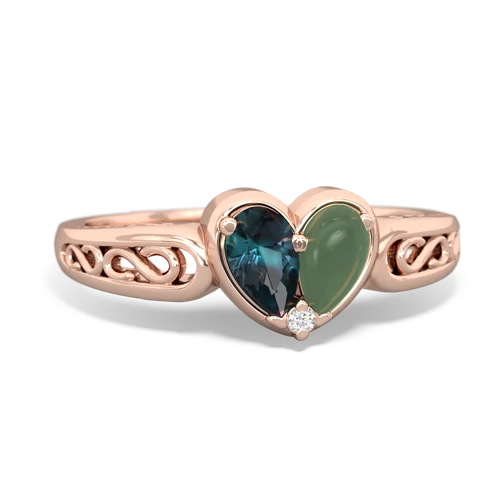 alexandrite-jade filligree ring