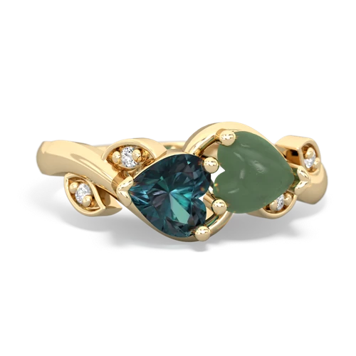 alexandrite-jade floral keepsake ring