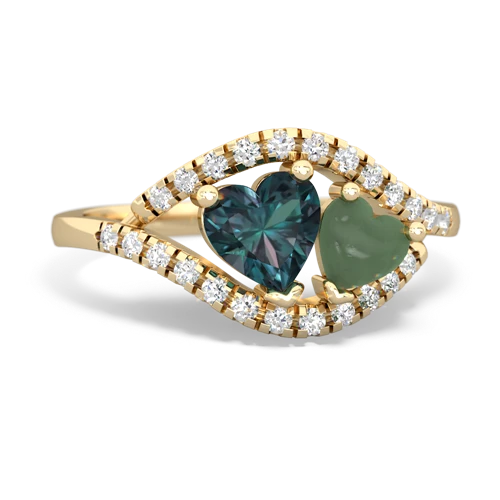 alexandrite-jade mother child ring