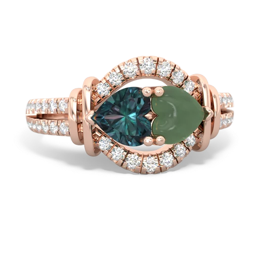 alexandrite-jade pave keepsake ring