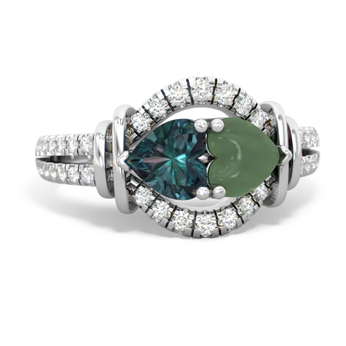 alexandrite-jade pave keepsake ring