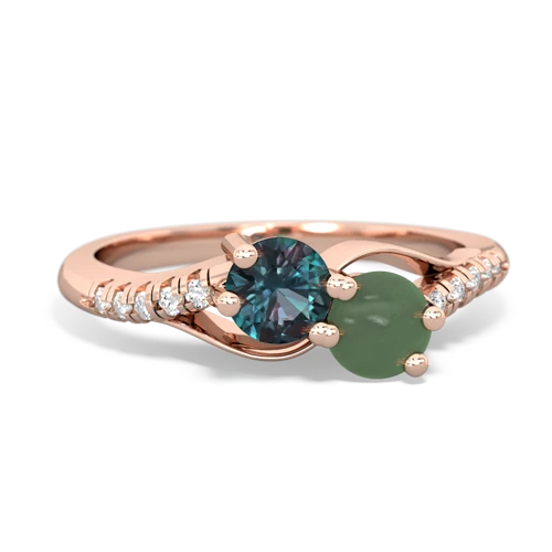 alexandrite-jade two stone infinity ring