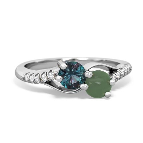 alexandrite-jade two stone infinity ring