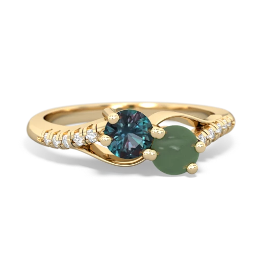 alexandrite-jade two stone infinity ring