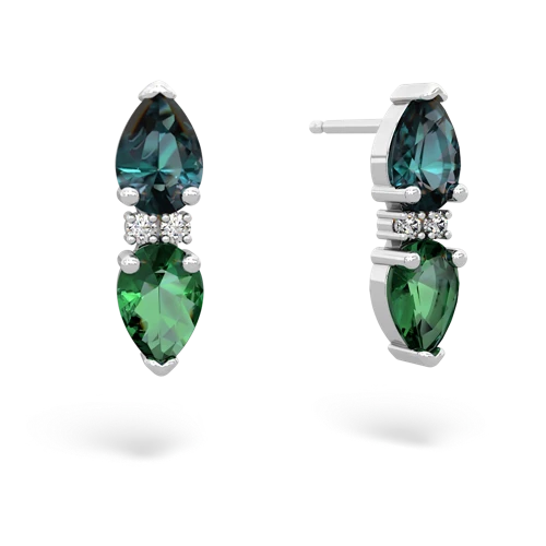 alexandrite-lab emerald bowtie earrings