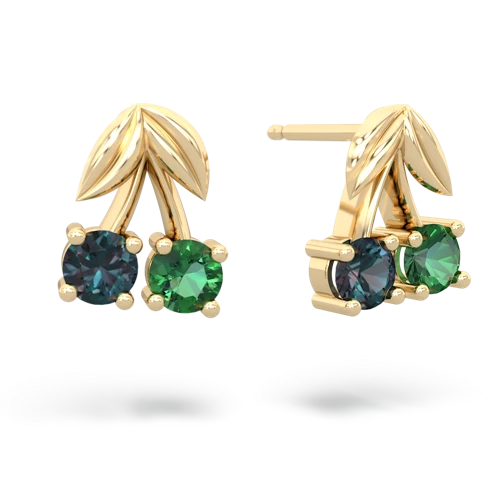 alexandrite-lab emerald cherries earrings