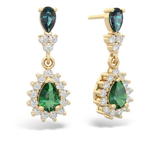 alexandrite-lab emerald dangle earrings
