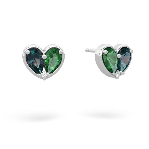 alexandrite-lab emerald one heart earrings